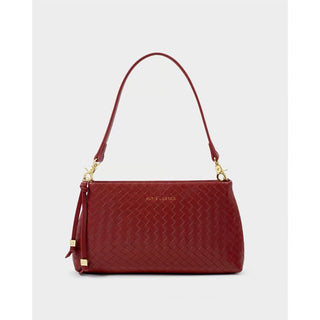 Nova Woven Small Shoulder Bag - Crimson
