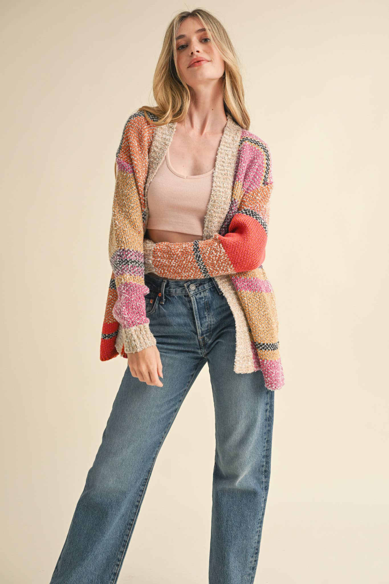 OVERSIZED COLOR BLOCK CARDIGAN MSW10038-&MERCI-The Twisted Chandelier