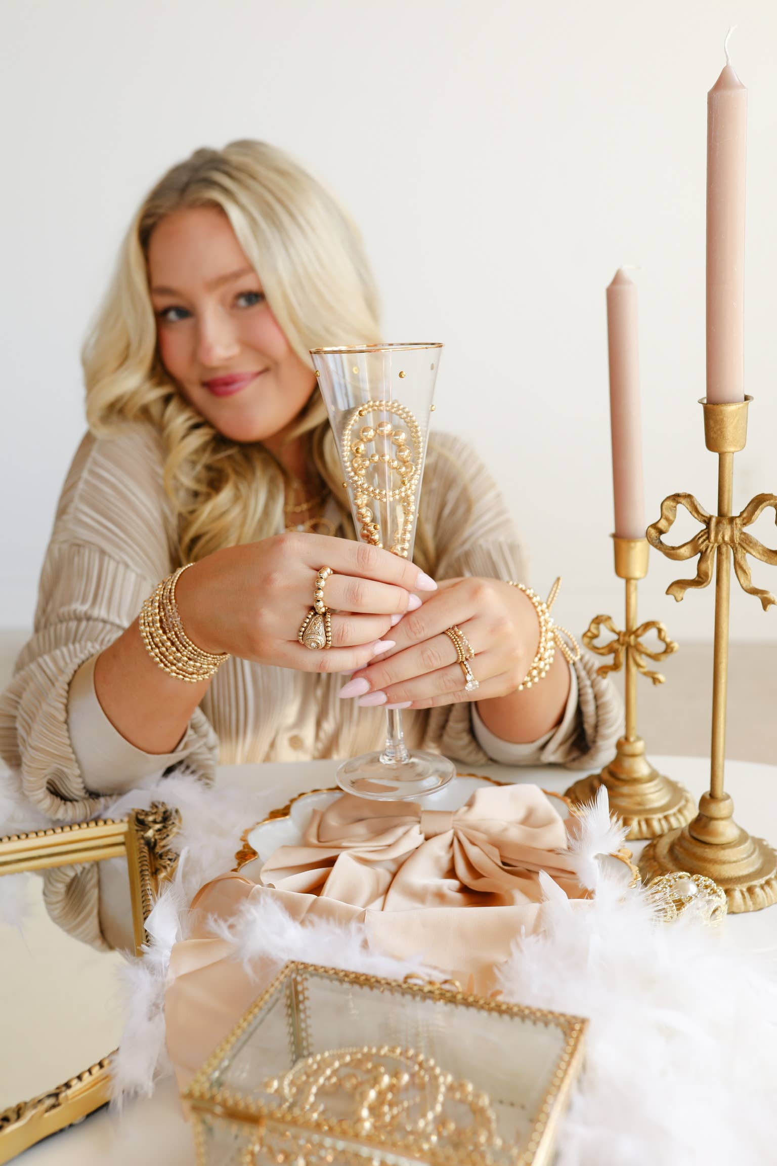 6MM Gold Beaded Ring-Beaded Blondes-The Twisted Chandelier