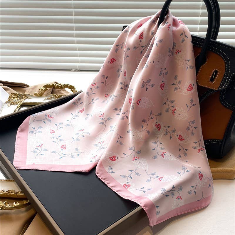 Flower Print Silky Feeling Bandana Scarf-JOSSLYN by wall to wall-The Twisted Chandelier