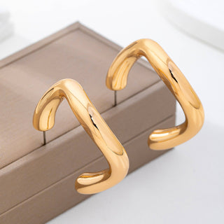 Bold Chunky Gold-Tone U-Shape Hoop Earrings | 80E62229-JOSSLYN by wall to wall-The Twisted Chandelier