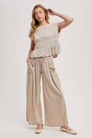 Bellamy Relaxed Knit Smocked Top and Wide Pants Set-Outfit Sets-Bluivy-Fall Favorites,NewArrival-The Twisted Chandelier