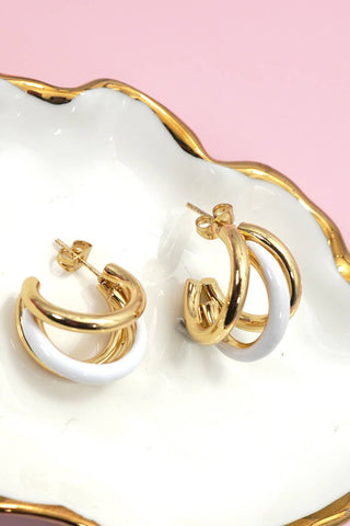 18K Stainless Steel Tarnish Free Enamel Hoop | 40E510-JOSSLYN by wall to wall-The Twisted Chandelier