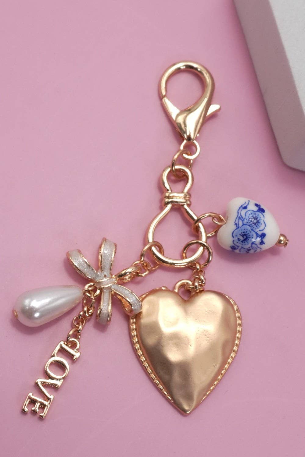 Porcelain Bow Heart Love Bag Charm-JOSSLYN by wall to wall-80K011-The Twisted Chandelier