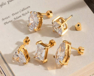 Rhinestone Stainless Steel Screw Back Post Stud Earrings-JOSSLYN by wall to wall-40E473-The Twisted Chandelier