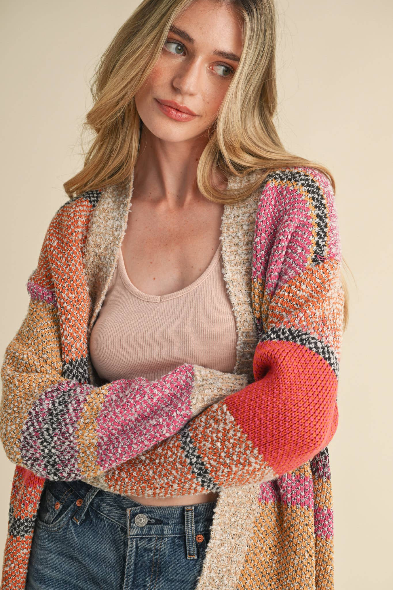 OVERSIZED COLOR BLOCK CARDIGAN MSW10038-&MERCI-The Twisted Chandelier