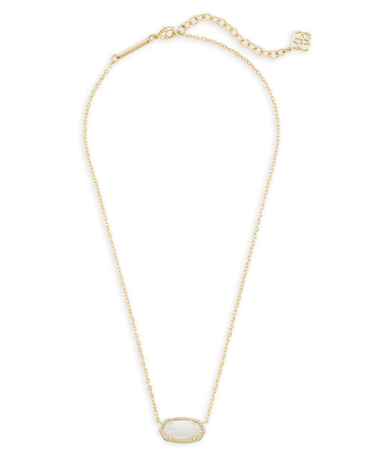 Kendra Scott Elisa Short Pendant Necklace Gold White Opal-Necklaces-Kendra Scott-N5067GLD-The Twisted Chandelier