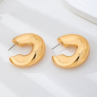 Bold Gold-Tone Chunky Dome Crescent Hoop Earrings | 80E62230-JOSSLYN by wall to wall-The Twisted Chandelier