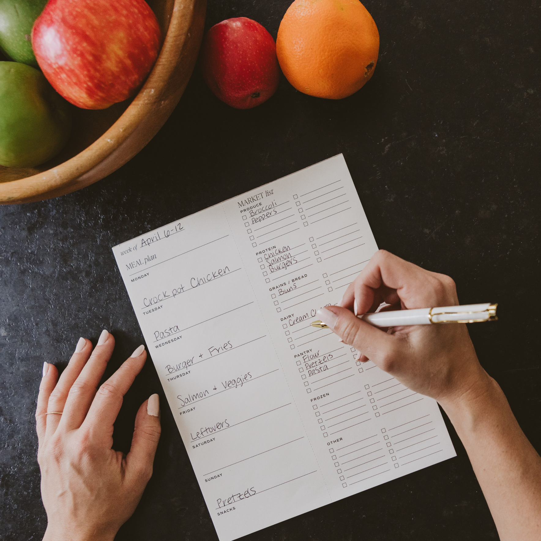 Weekly Meal Plan Notepad - Stationery & Market List-Sweet Water Decor-The Twisted Chandelier