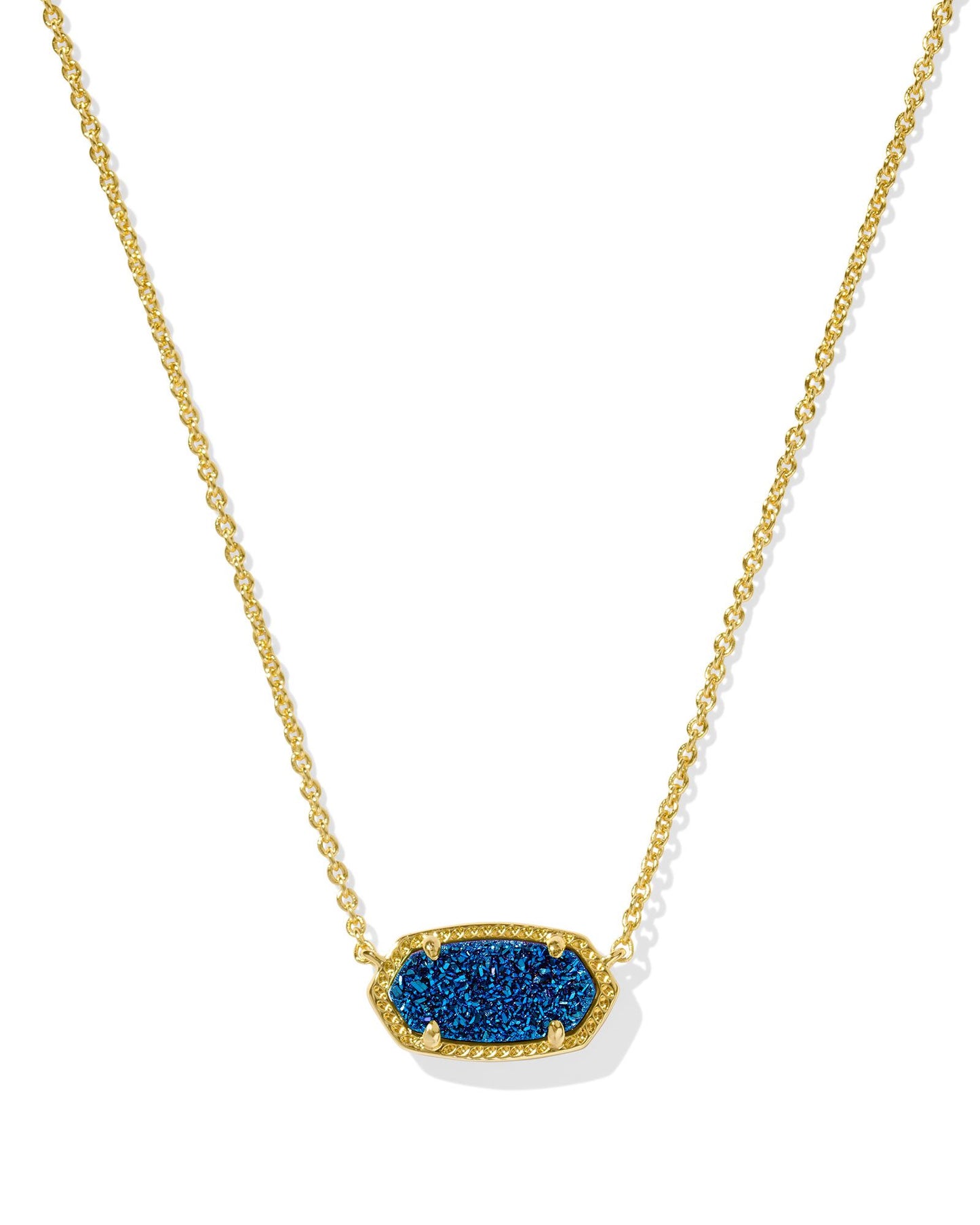 Kendra Scott Elisa Short Pendant Necklace Gold Blue Drusy-Necklaces-Kendra Scott-N5067GLD-The Twisted Chandelier