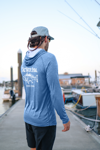 Men's Redfish Classic Performance Hoodie - Light Blue-Top-SALT WATER SOUL-Men's,NewArrival,Tops Collection-The Twisted Chandelier