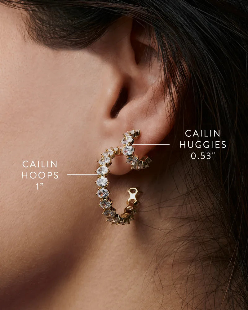Kendra Scott Cailin Crystal Hoop Earrings Rhodium Metal White CZ-Earrings-Kendra Scott-E2067RHD-The Twisted Chandelier