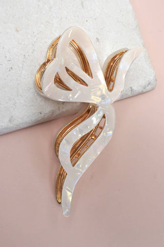 Premium PVC Toile Pattern Bow Hair Claw Clips-Hair Claws & Clips-JOSSLYN by wall to wall-40H928-The Twisted Chandelier