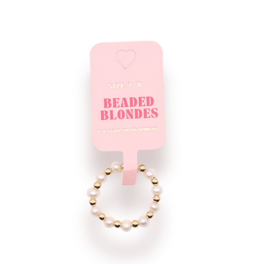 Coastal Pearl Ring-Beaded Blondes-The Twisted Chandelier