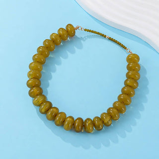 Chunky Beaded Natural Swirl Statement Necklace | 40NK9741-JOSSLYN by wall to wall-Olive-The Twisted Chandelier