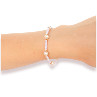 Pastel Lilac Pearl Bracelet-Beaded Blondes-The Twisted Chandelier