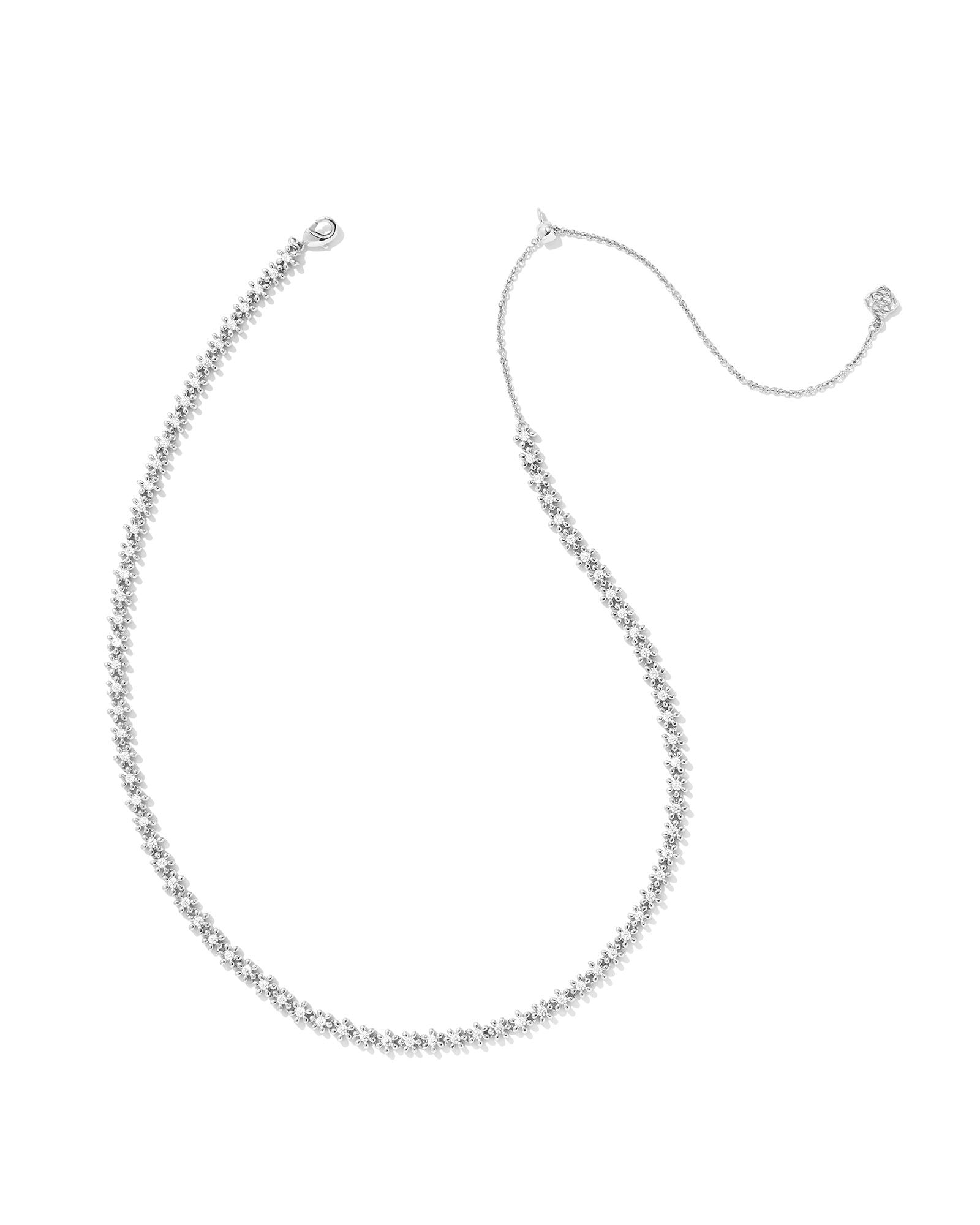 Kendra Scott Nydia Strand Necklace Silver White Crystal-Necklaces-Kendra Scott-FD 07/05/34, N00597RHD-The Twisted Chandelier