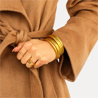 BuDhaGirl's Gold All Weather Bangles® (Set of 6) - Serenity Prayer-Bracelet-BuDhaGirl-The Twisted Chandelier