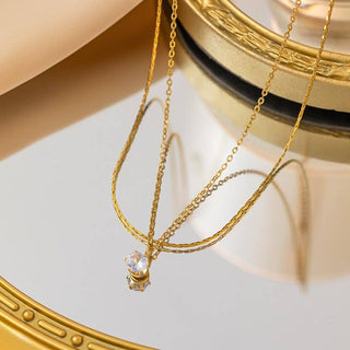 18K STAINLESS STEEL TARNISH FREE LAYERED NECKLACE | 40NK9682-JOSSLYN by wall to wall-The Twisted Chandelier