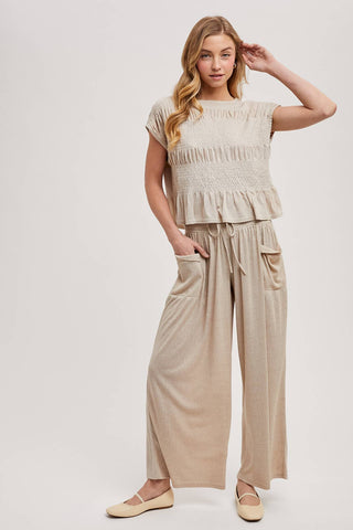 Bellamy Relaxed Knit Smocked Top and Wide Pants Set-Outfit Sets-Bluivy-Fall Favorites,NewArrival-The Twisted Chandelier