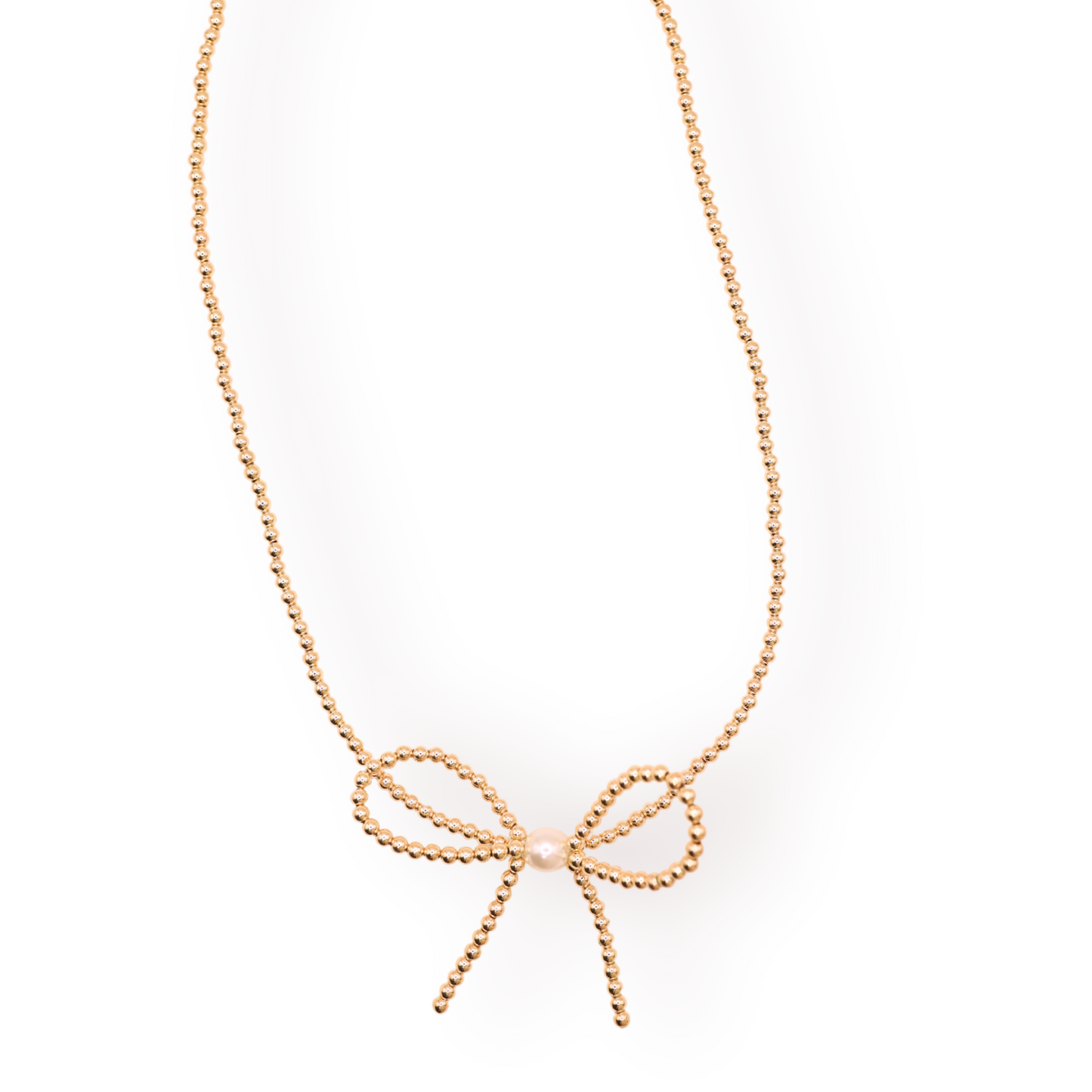 Beaded Blondes Gold Bow Necklace-Beaded Blondes-The Twisted Chandelier