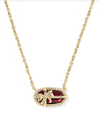 Kendra Scott Elisa Bow Short Pendant Necklace - Gold Dark Burgundy Illusion-Necklace-Kendra Scott-The Twisted Chandelier