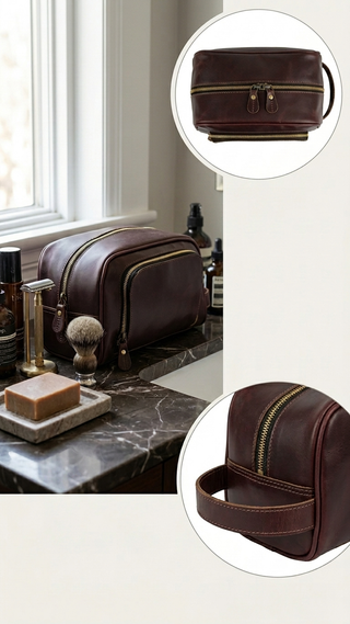 Handmade Buffalo Genuine Leather Toiletry Bag Dopp Kit-Bag-Immart Global LLC-Brandable,Men's-The Twisted Chandelier
