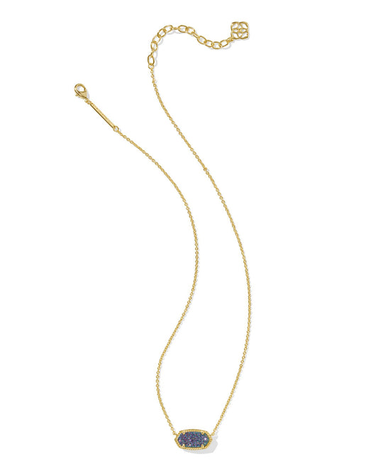 Kendra Scott Elisa Short Pendant Necklace Gold Blue Drusy-Necklaces-Kendra Scott-N5067GLD-The Twisted Chandelier