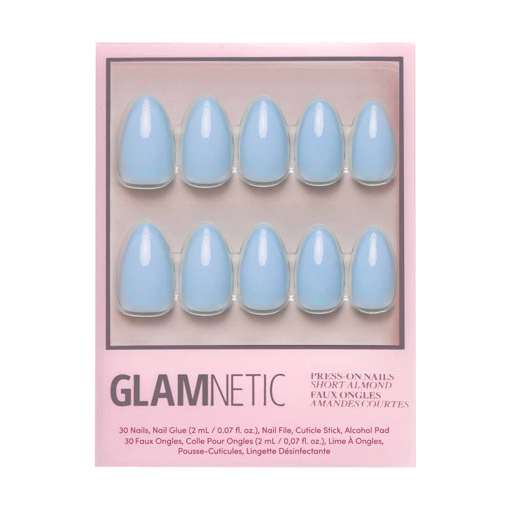 Soft Blue Press-On Nails | Short Almond Solid Nail-Glamnetic-The Twisted Chandelier