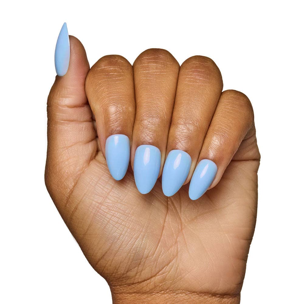 Soft Blue Press-On Nails | Short Almond Solid Nail-Glamnetic-The Twisted Chandelier