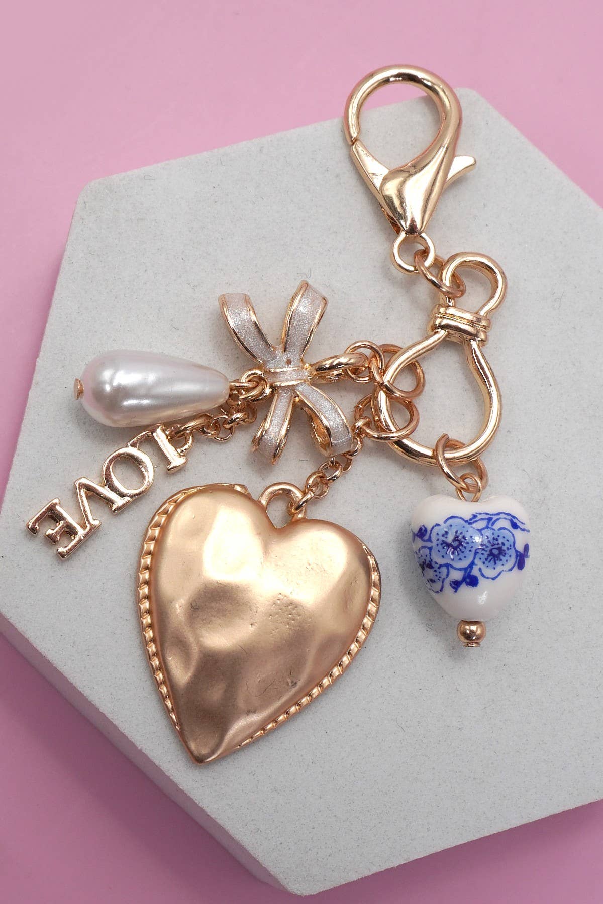 Porcelain Bow Heart Love Bag Charm-JOSSLYN by wall to wall-80K011-The Twisted Chandelier