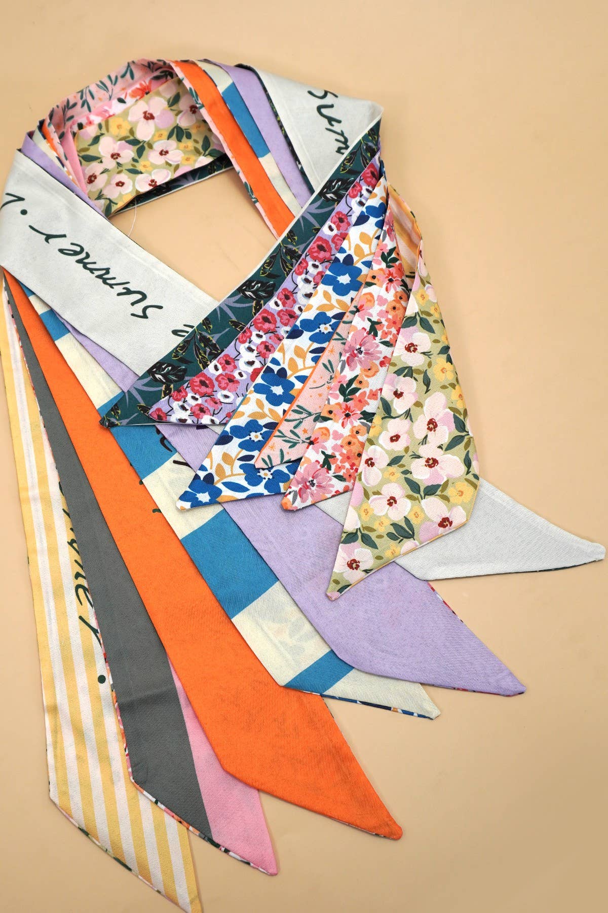 Soft Silky Skinny Twilly Scarf Necklace Wrap-JOSSLYN by wall to wall-The Twisted Chandelier