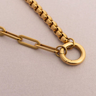 18k Gold Stainless Steel Box Paperclip Charm Holder Necklace-Necklace-WJW-The Twisted Chandelier