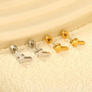 Cross Stainless Steel Screw Back Post Stud Earrings-JOSSLYN by wall to wall-40E481-The Twisted Chandelier