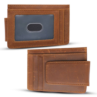 Men’s Personalized Leather Wallet with Magnet Clip-American Leather Goods-Men's-Brown-The Twisted Chandelier