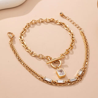 Multi Baguette Crystals & Toggle Clasp Bracelet-JOSSLYN by wall to wall-80B1650-The Twisted Chandelier