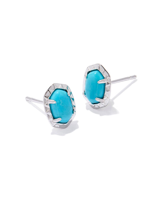 Kendra Scott Daphne Stud Earrings Silver Variegated Turquoise Magnesite-Earrings-Kendra Scott-E00406RHD-The Twisted Chandelier