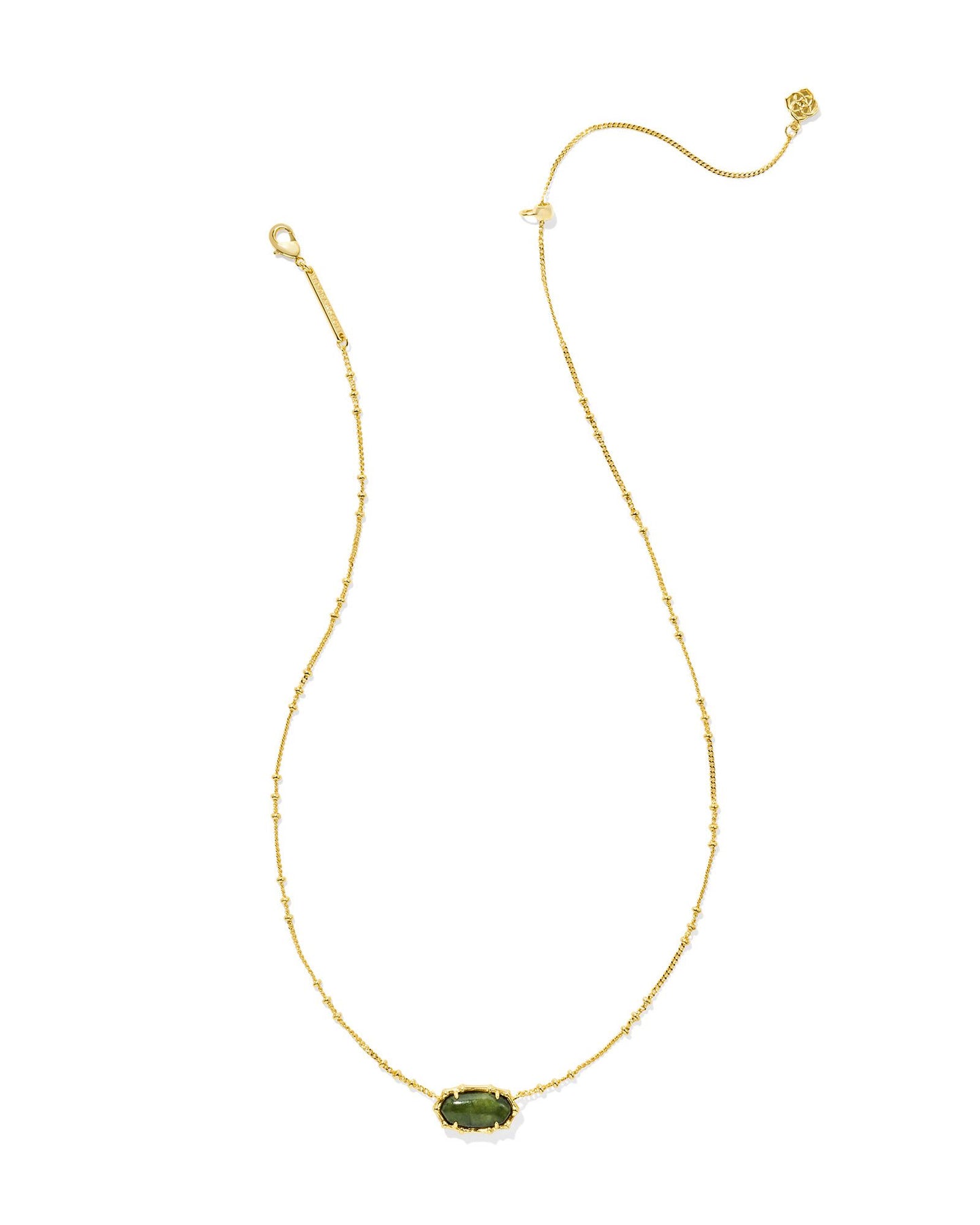 Kendra Scott Elisa Bamboo Frame Short Pendant Necklace Gold Sage Serpentine-Necklaces-Kendra Scott-CR 09/05/24, FD 09/10/24, N00727GLD-The Twisted Chandelier