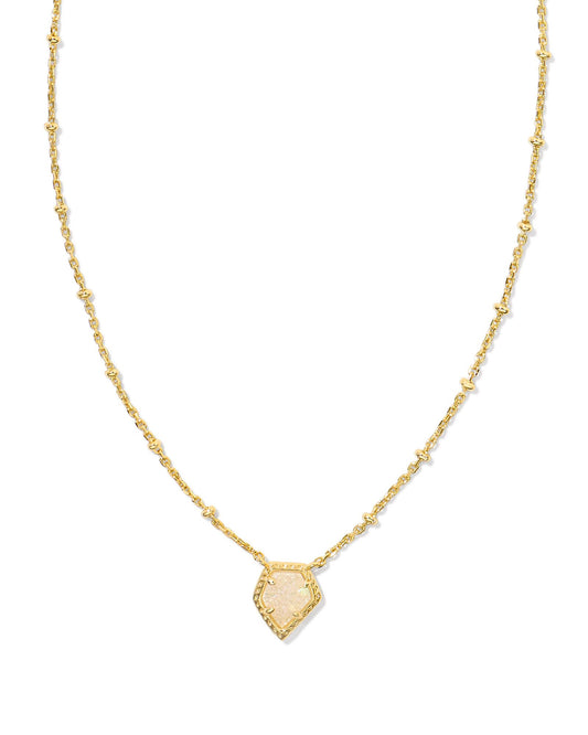 Kendra Scott Framed Tess Satellite Short Pendant Necklace Gold Iridescent Drusy-Necklaces-Kendra Scott-CR 07/31/24, FD 07/31/24, N00453GLD-The Twisted Chandelier