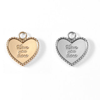 18K Gold PVD Stainless Steel "Love You More" Heart Charm / PDL0055-Stainless Steel Charm-WJW-The Twisted Chandelier