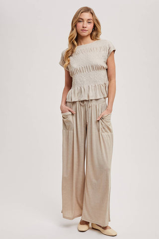 Bellamy Relaxed Knit Smocked Top and Wide Pants Set-Outfit Sets-Bluivy-Fall Favorites,NewArrival-The Twisted Chandelier