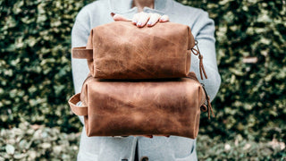 Personalized Leather Dopp Kit & Toiletry Bag, Customized Groomsmen Gift Toiletry Bag, Monogrammed Mens Toiletry Bag, Gift for Him-Luxe Range Leather-The Twisted Chandelier