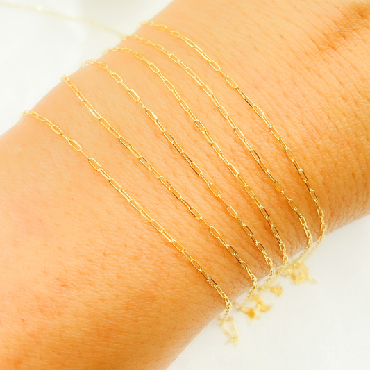 14k Solid Gold Diamond Cut Paper Clip Chain. 027FVBFVT5byft-Jewels & Chains-The Twisted Chandelier