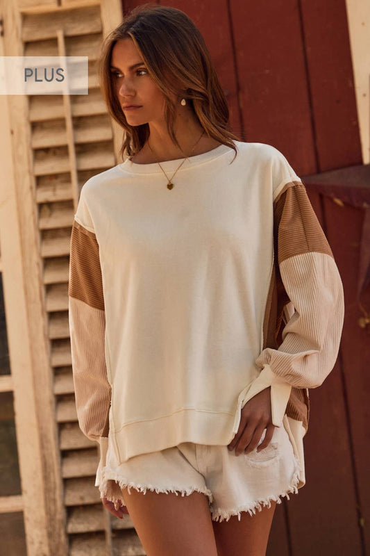 Tate Color Block Oversized Pullover - Plus-Oddi-Tops Collection-XL-The Twisted Chandelier