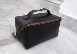 Black Leather Toiletry Bag - Travel Dopp Kit-Bag-Billion Brothers-Brandable,Men's-The Twisted Chandelier