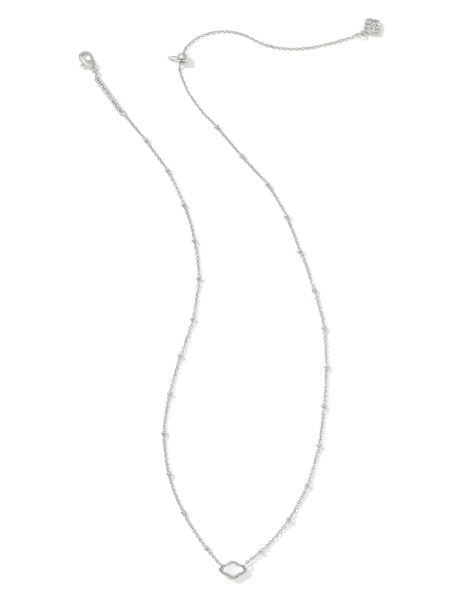 Kendra Scott Mini Abbie Satellite Short Pendant Necklace Silver Ivory Mother of Pearl-Necklaces-Kendra Scott-N00881RHD-The Twisted Chandelier