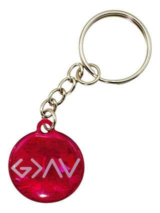Tap To Pray™ - Prayer Tag Keychains-Versible-Pink Crystal + God Is Greater-The Twisted Chandelier