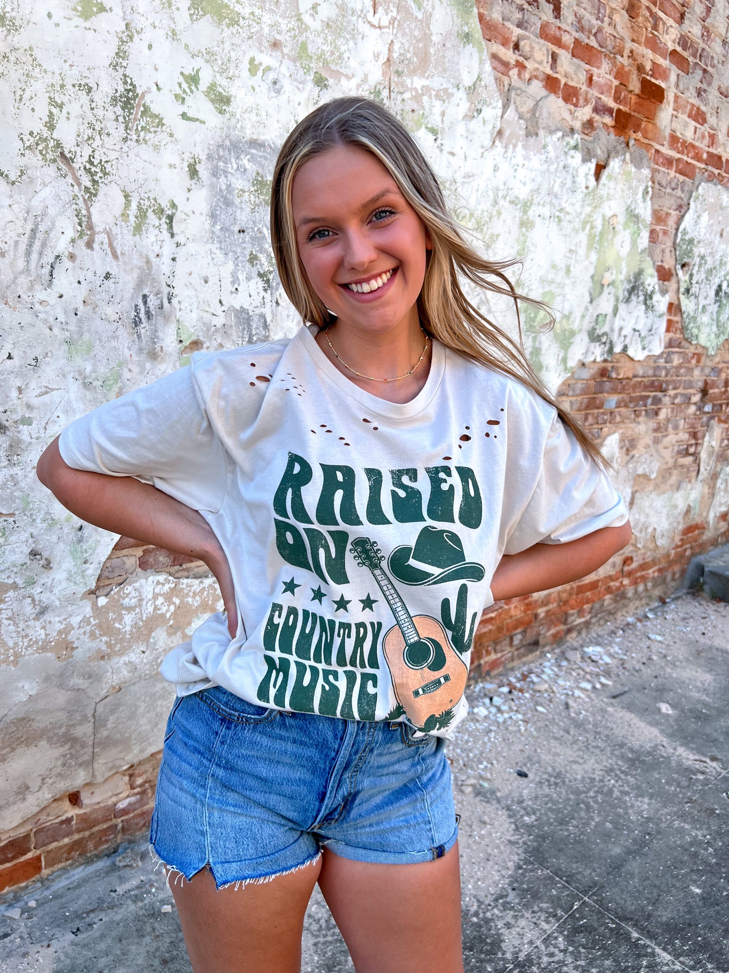 Raised on Country Music Distressed Rocker Tee-Rocker Tee-Zutter-1st md, F525-1992, FAVES, md 7/30, SH13535-The Twisted Chandelier