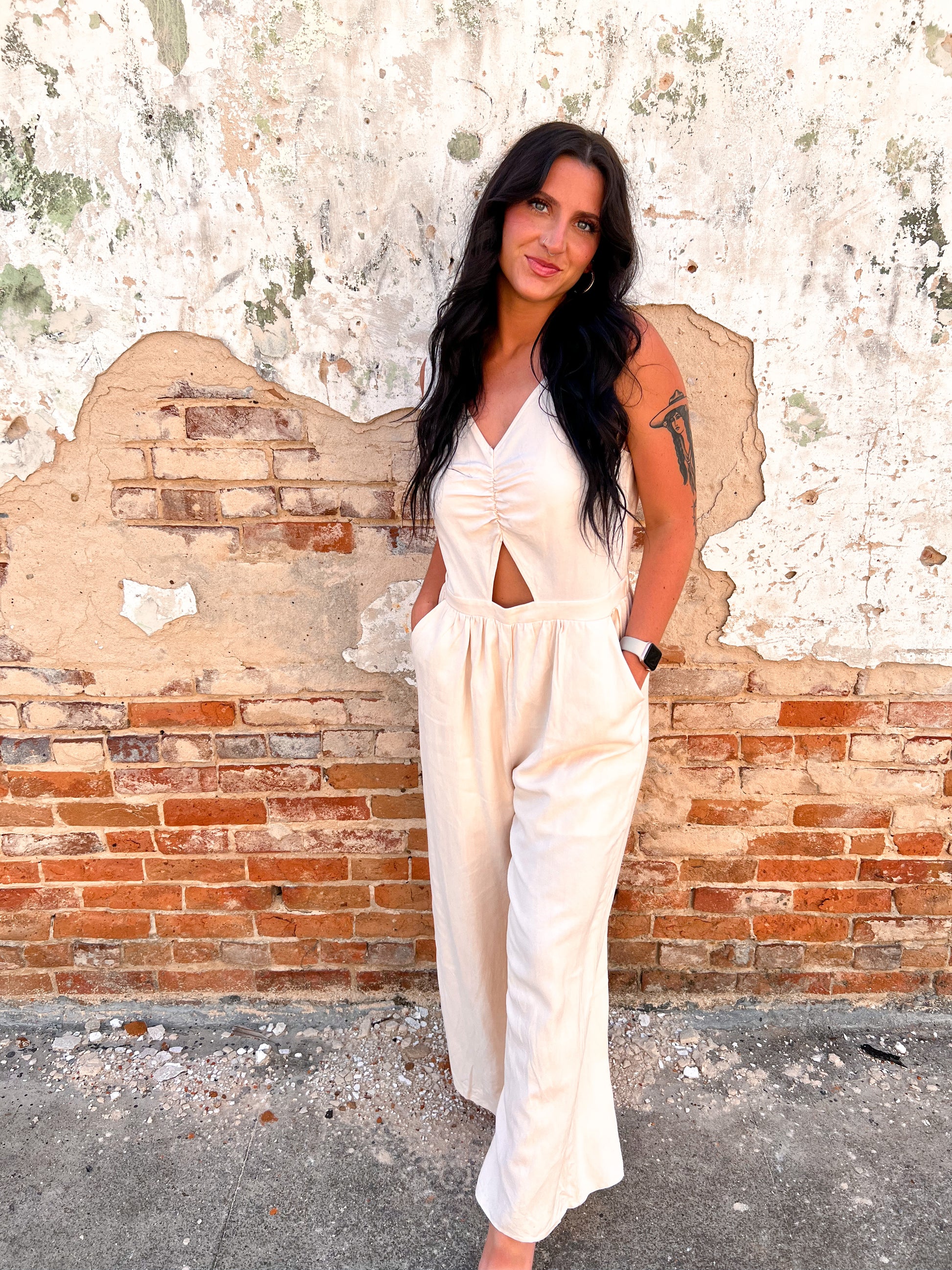 Serenity Wide Leg Jumpsuit with Small Cutout-BLOUSE TOP-Heyson-7/5, BIN A1-The Twisted Chandelier