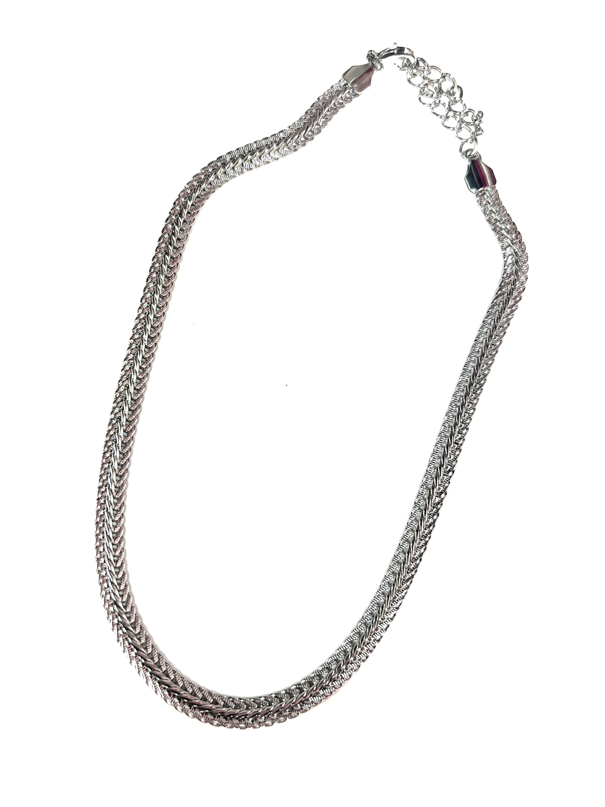 Silver Wide Herringbone Necklace-Necklaces-Kenze Pannee--The Twisted Chandelier